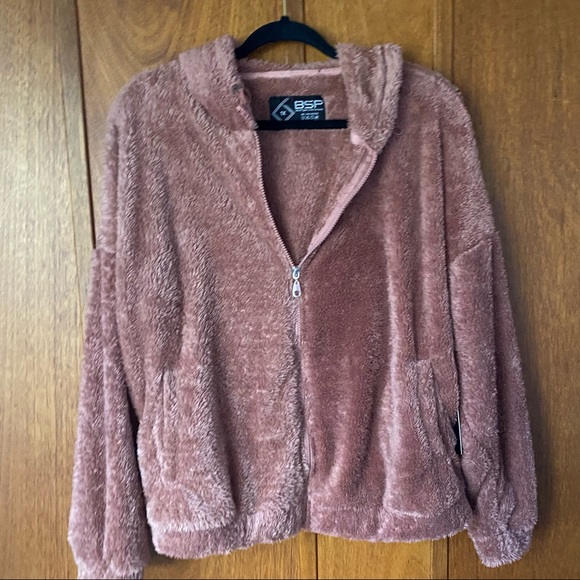NWT BSP Just Fab Mauve Teddy Bear Sherpa Jacket - Picture 8 of 8